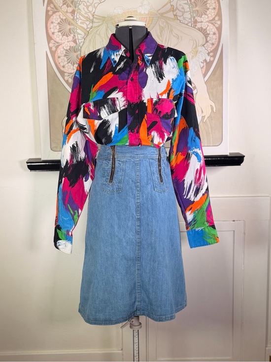 Roper Tops - Vintage Roper multicolored neon "brushstroke" long sleeve western button‎ down
